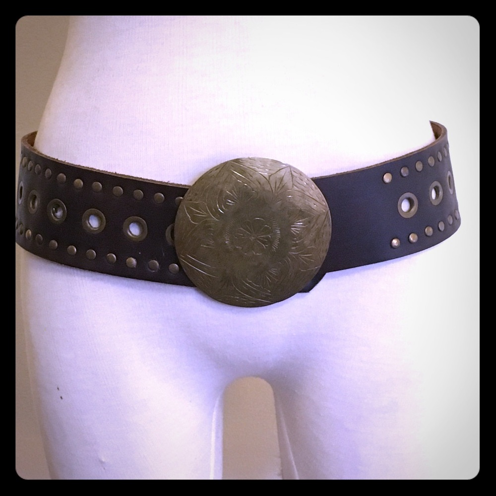 Sold- Brown Leather belt with beautiful buckle